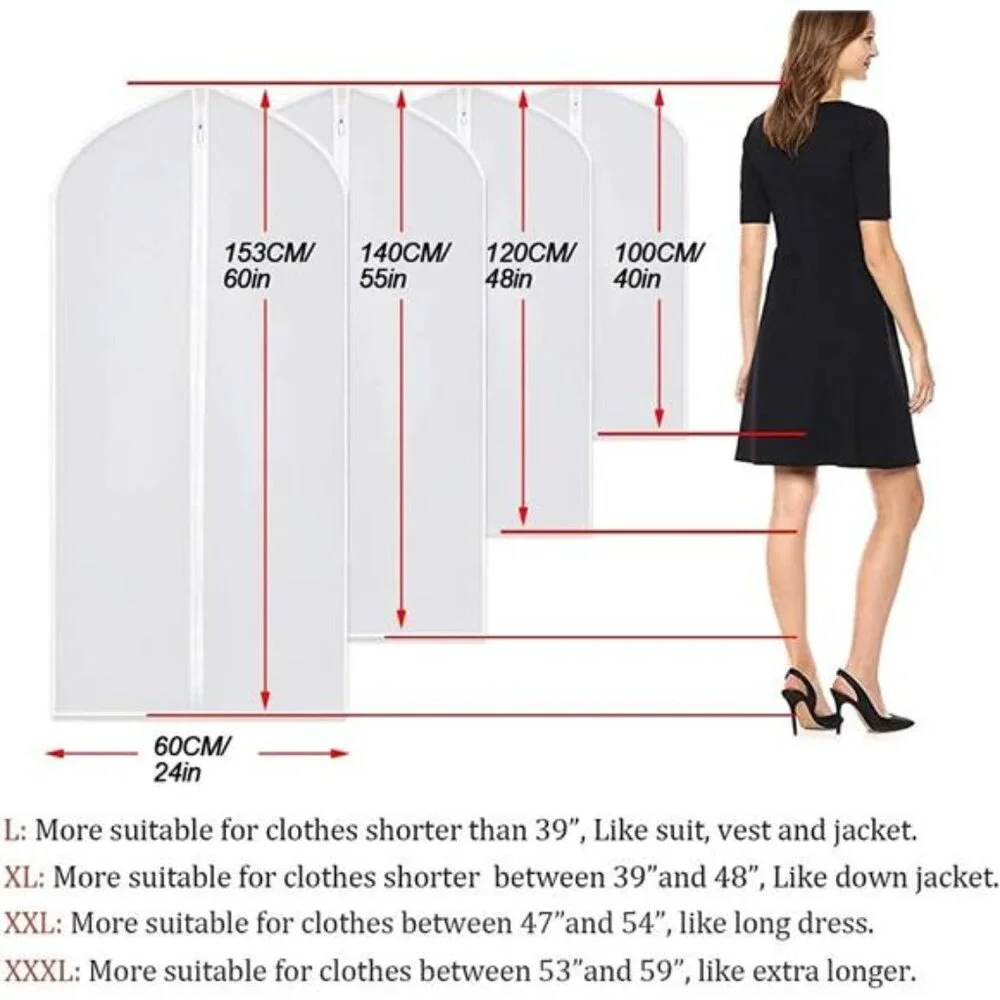 New Garment Bags Covers 24''X60'' Dress Bags for Hanging Clothes (Pack of 6)